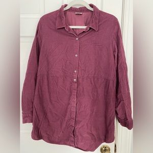 J. Jill Button Down Corduroy Tunic Sz L